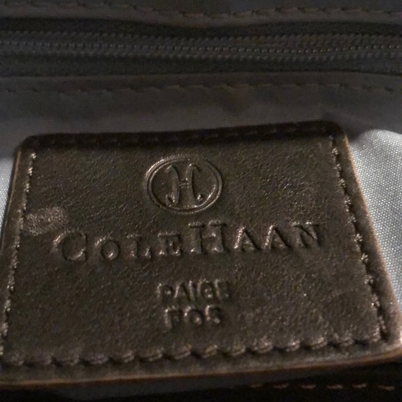 Vintage Cole Haan Paige Fog Leather Barrel Purse - Picture 15 of 16